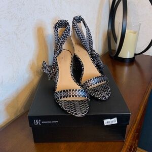 I.N.C. Black and Silver, Multicolored, Sandal Heels, Size 10